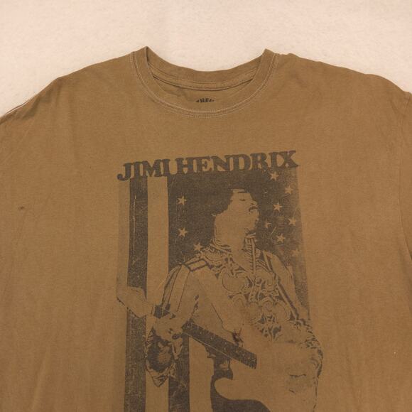 Jimi Hendrix Band Crew Neck Short Sleeve Graphic T Shirt Mens Size XL Brown - Picture 1 of 9